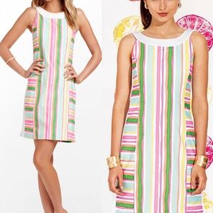 Lilly Pulitzer Darcy Shift Dress Multicolored Stripes Fluorescent 60's